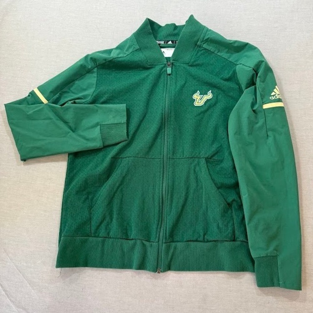 Adidas USF Bulls Team Issued Zip Track Jacket Green‎ Mens Large Climacool